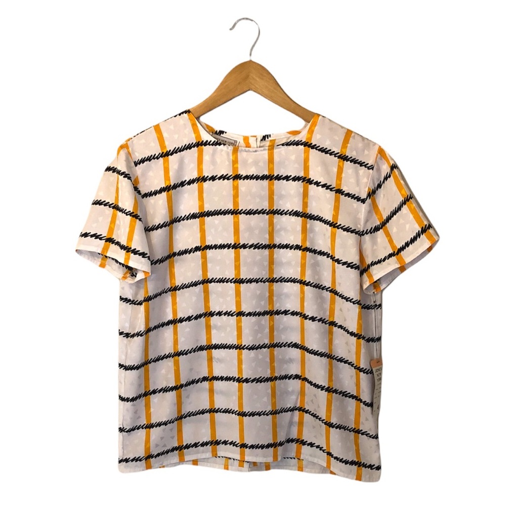 Vintage 90s Jones New York Button Back Patterned Blouse, NWT - Women’s 4